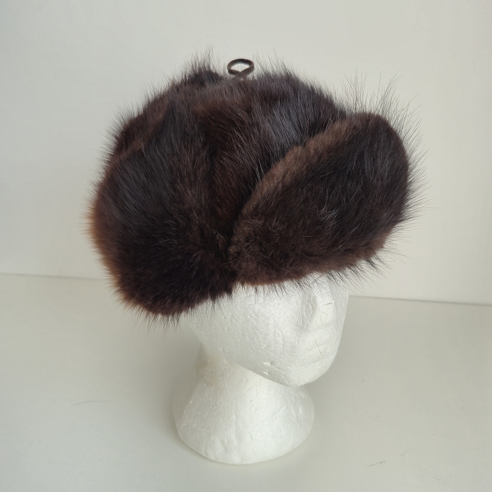 Vintage GR Originals Real Fur Trapper Hat Brown Ushanka